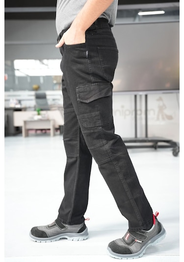 Uniprom İş Pantolonu Kot Kumaş Titan Flex Model Siyah Siyah