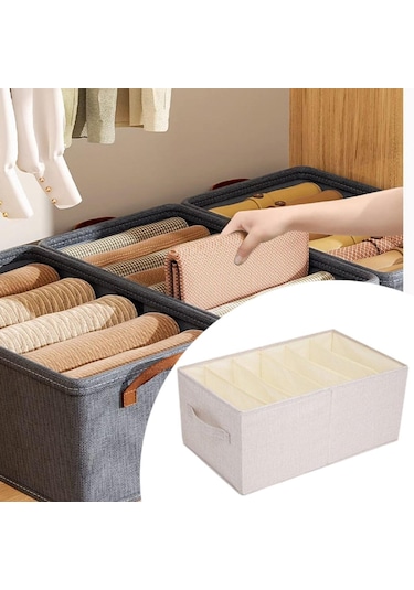 Suntek Giysi Yorgan Saklama Kutusu XL Bej 6 Izgara Bej