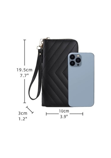 Trendooze Linjinxu Kadın İç Çamaşırı Cüzdanı Uzun Clutch Çantası Büyük Kapasiteli Black Bayanlar İçin Diğer