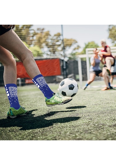 Geeroyoo 3 Çift Paket Futbol Çorapları - Balık Hücre Desenli, Pamuk Altlı, Beyaz, Ayakkabı Numara 38-45 Çok Renkli