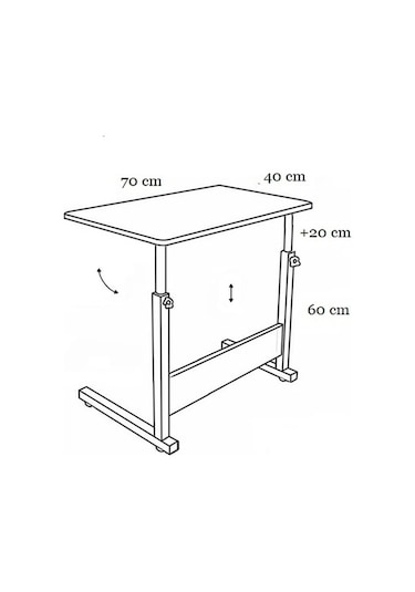 Yükseklik Ayarlı Eğimli & Katlanabilen Laptop Sehpası - Çam