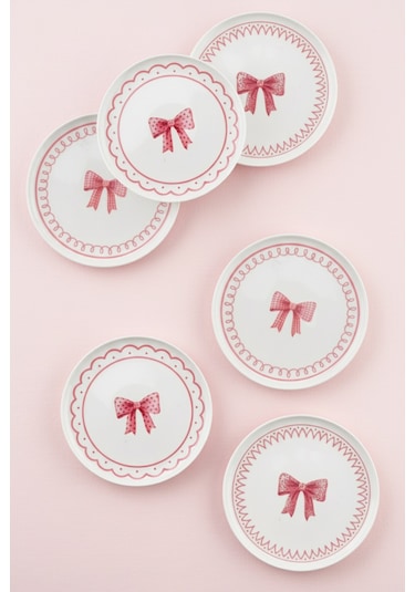 Bernardo Ribbon 6 Parça Pasta Takımı Beyaz - Pembe