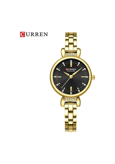 Yingfu Çelik Kordonlu Kadın Saat - Curren 9098 Siyah Altın Altın