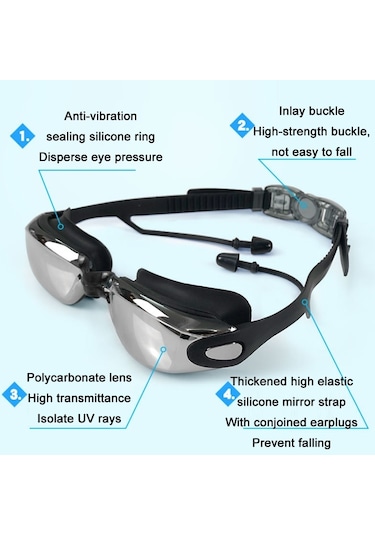 Haızıd Hd Buğu Önleyici Su Geçirmez Miyopi Yüzme Gözlüğü, Renk: Miyopi 350 Derece Çok Renkli