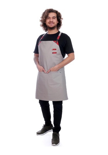 Formteks Deri Takviyeli Boydan Önlük Kırmızı-kahve Derili