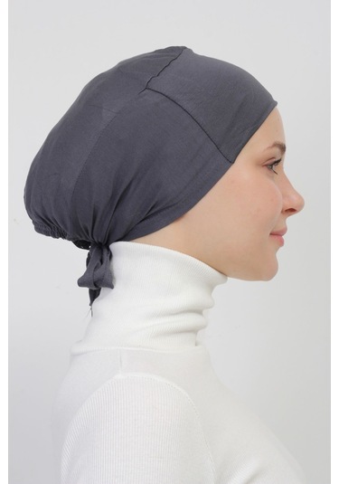 Pratik Dikişsiz Bağlamalı Kaymayan Tesettür Bone Füme