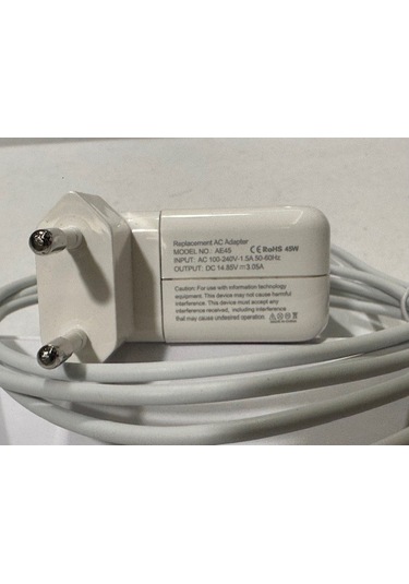 Apple Uyumlu MacBook T Uçlu 14.85 Volt 3.05 Amper Magsafe2 Adaptör 45 Watt Magsafe2 Adaptör