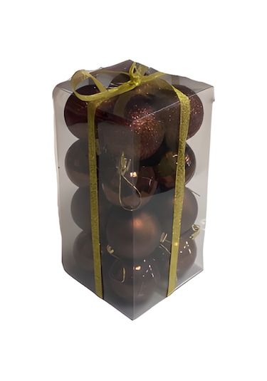 Yılbaşı Kahverengi Top Ağaç Süsü 5 Cm Karma Set 16'lı