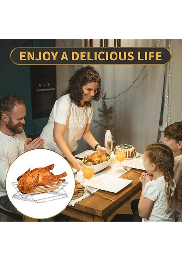 Hindi Izgarası Hindi Kızartma Tepsisi, Ayarlanabilir Paslanmaz Çelik Kızartma Tepsisi, V Şeklinde Kaburga Kızartma Rafı