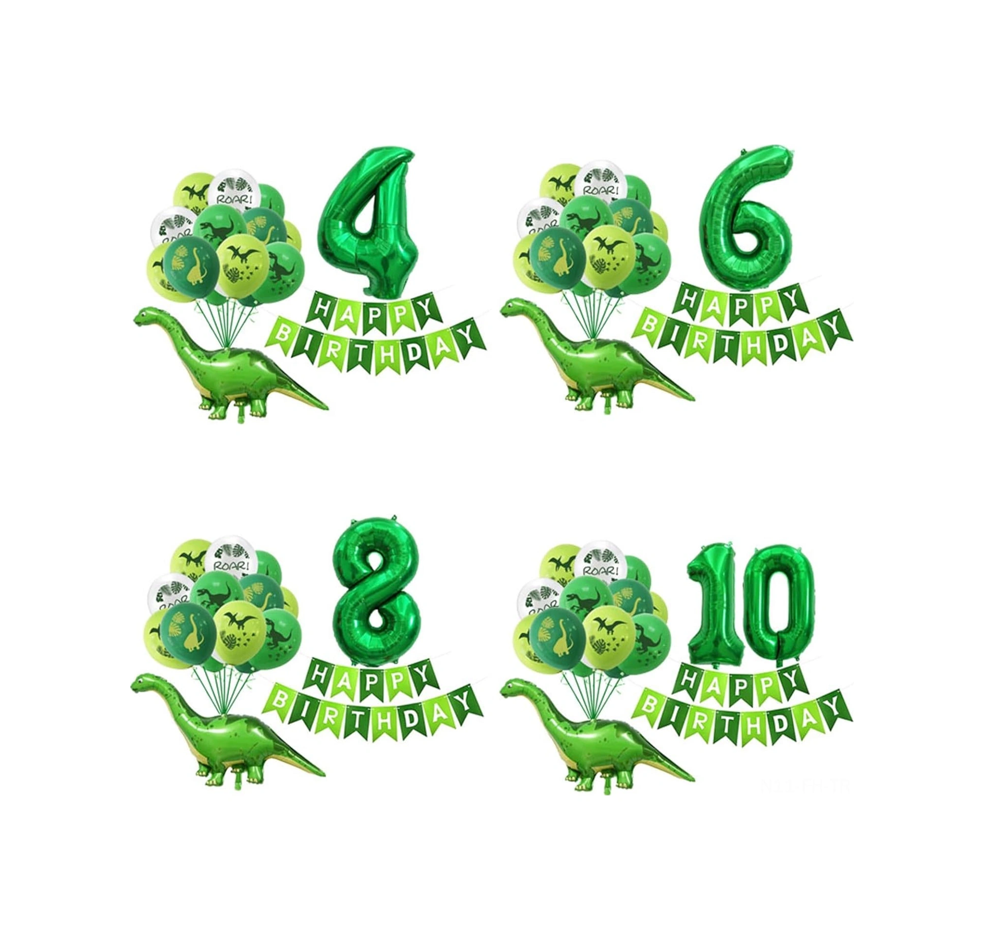 Folinda 32 Ve 12 İnç Lateks Balon Seti - Dinozor Figürlü, Sayısal Ve Yuvarlak Şekiller - Doğum Günü Partileri İçin