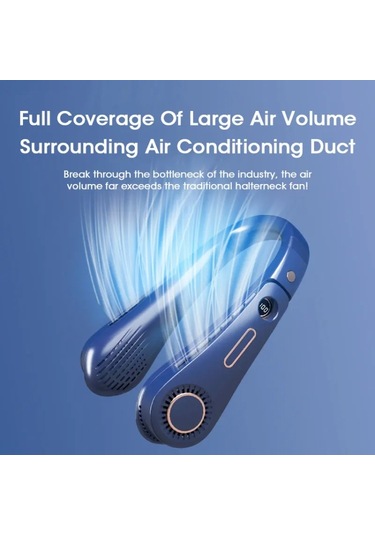 F11 Taşınabilir Usb Şarj Dönen Dijital Ekran Bladess Asma Boyun Fan Pembe