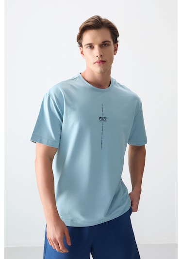 Air Jones Erkek Açık Mavi Oversize 0 Yaka T-shirt 88373 001