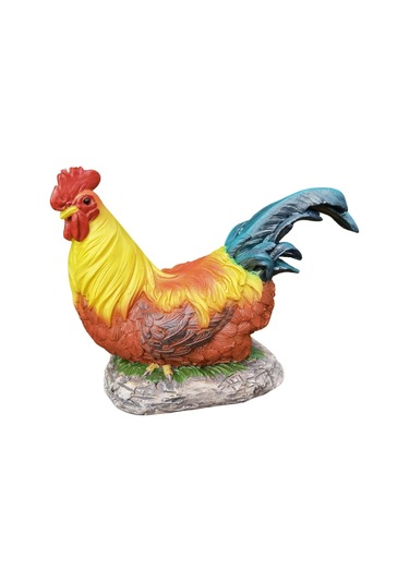 Suntek Reçine Horoz Heykeli Tavuk Heykeli Veranda Çim Arka
