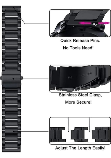Xiaomi Watch S1-S2 Active 22mm Çelik Metal Paslanmaz Kordon