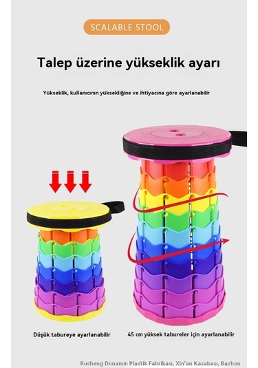 Maoyaya Açıktaşın Teleskopik Katlanır Tabure Kırmızı