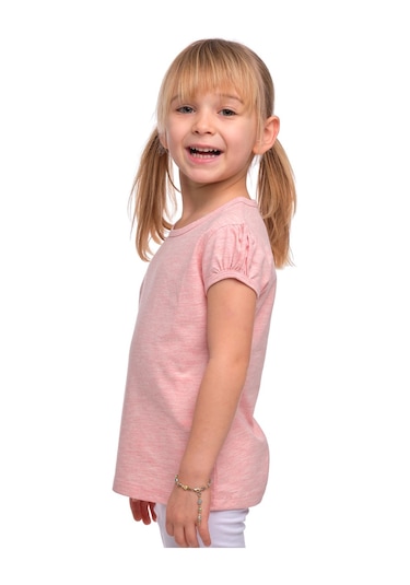 Lovetti Koyu Pembe Melanj Kız Çocuk Kısa Kollu Basıc Tişört 31001P024 Pembe Melanj