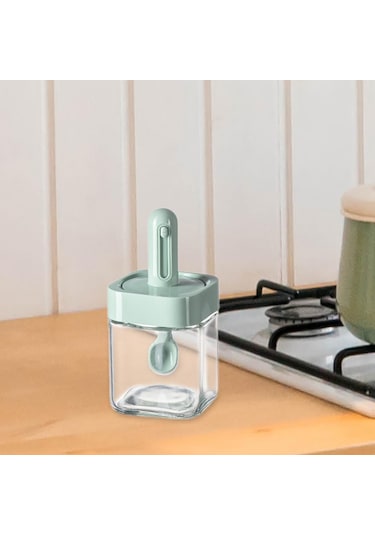 Suntek Baharat Kavanoz Mutfak Malzemeleri Mini Şeffaf Yeşil