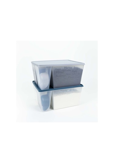 Kapaklı Ölçülü Un Ve Şeker Kabı Şeffaf, Kırılmaz Ve Çizilmez Gri