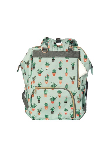Lal Baby Kaktüs Desenli Su Yeşili Anne Bebek Bakım Sırt Çantası Çok Renkli