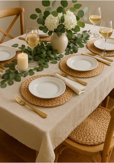 6'lı Amerikan Servis Hasır Supla Yuvarlak Bambu