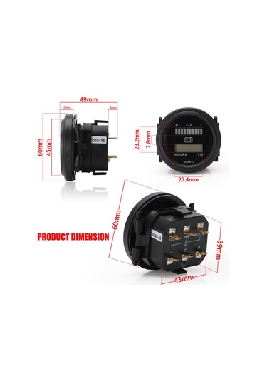 Led Pil Göstergeli Dijital Lcd Saat Ölçer 12v 24v 36v K16487