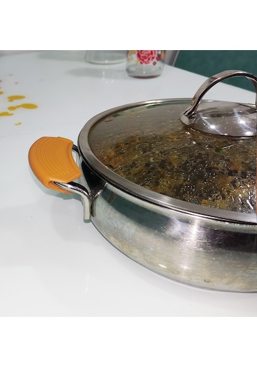 Silikon Tencere Tava Tutacağı Yanmaz Yapışmaz Tutamaç Set Turuncu