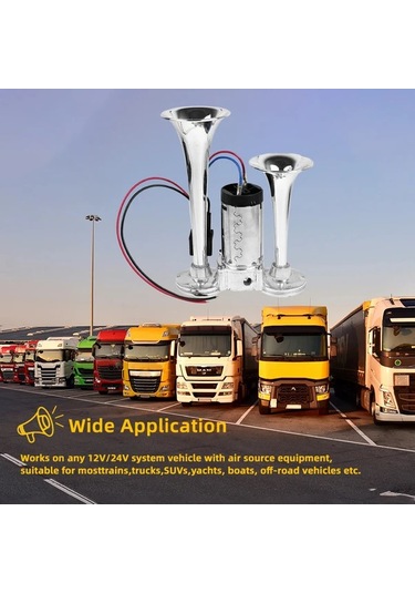 Motion003 Aazrzrz 2024 Yükseltilmiş Çift Tonlu Tren Kornası Gümüş Renkli 1 Nesil Düdük