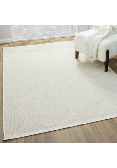 Krem Beyaz Kalın Dokuma Modern Halı - L664krbo Krem - Beyaz