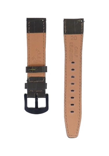 Fro Lw38-43 20 Mm Hakiki Deri Kroko Haki Kordon Silver Toka