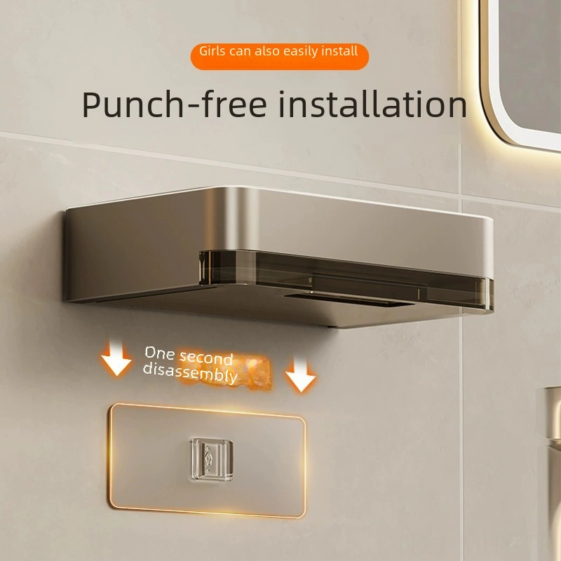 Monyee Duvarlı Sabun Kutusu Banyo İçin Delme Yok Çift Katlı Sularını Boşaltabilir Ev Kullanıma Uygun Sabun Tutucu Tungsten Gri - 1 Adet Diğer