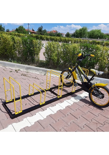 Bisiklet Park Alanı Apartman Bisiklet Park Yeri Metal 5'li Sarı - Siyah