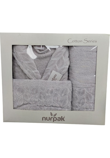 Nurpak Tek Kişilik Bornoz Seti Şalyaka-hazal Gri Beden Xl-xxl Gri