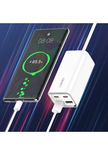 Ldnıo A4610c Pd65w Çift Usb-c / Tip-c + Çift Usb Hızlı Şarj Cihazı, Kablo Uzunluğu: 1.5m, Fiş Tipi: Ab Fiş ﾡﾤ Beyaz Beyaz