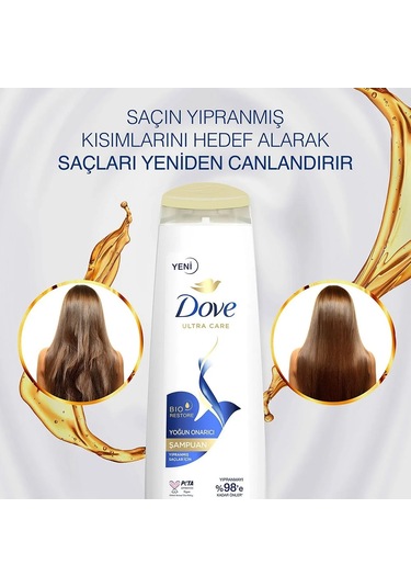 Dove Ultra Care Yıpranmış Saçlar İçin Yoğun Onarıcı Şampuan 3 x 400 ML