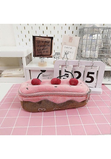 Sevimli Kiraz Kek Kalem Kutusu Büyük Kapasiteli Kalem Tutucu Peluş Kalem Kılıfı Kutusu Çok Renkli