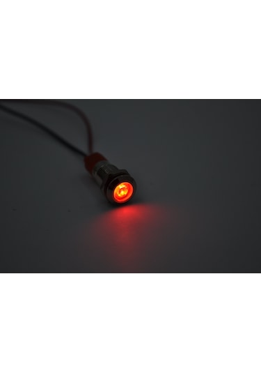 Kablolu 8mm Mini Metal Kırmızı Göz Lamba Led 12v 24v