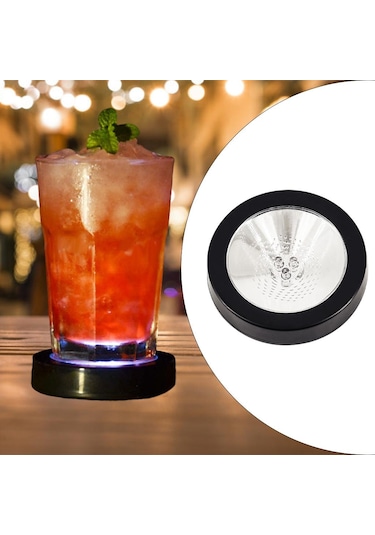 Suntek Işıklı Coaster Kokteyl Şişe Tabanı İçecekler Ev Usb Siyah