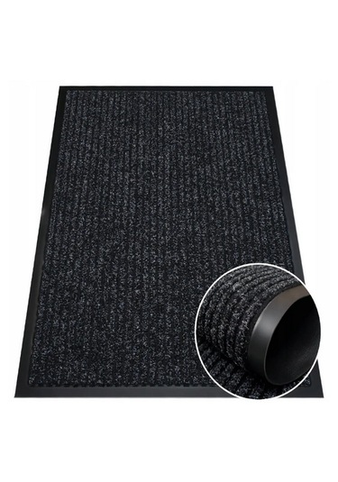 Oluklu Siyah Çamur Kazıyıcı Sıyırıcı Kapı Önü Paspası 60x90