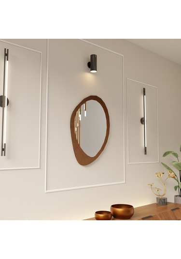 Asimetrik Dekoratif Pleksi Aynalı Duvar Dekoru Kahverengi