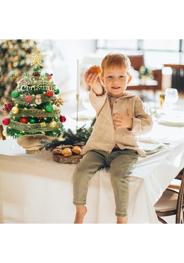 Suofeng 45cm Pvc Yeşil Masaüstü Noel Ağacı Seti - Dıy Yıldız Şeritli, Aydınlatmasız, Ev/restoran Dekorasyonu, Stüdyo Ve Sofra Süsleri Çok Renkli