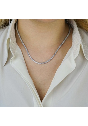 Modagümüşevi Kare Model 925 Ayar Gümüş Su Yolu Kolye