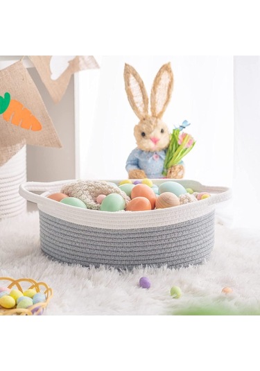 Oval Jüt Düzenleyici Sepet 30cm X 12cm Gribeyaz