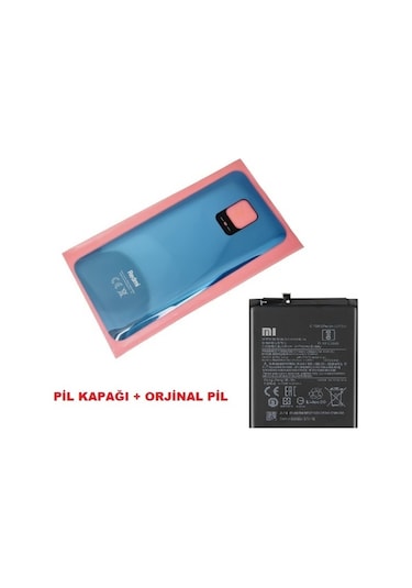 Xiaomi Redmi Note 9 Pro Arka Kapak Batarya Kapağı + Pil Cam Gri