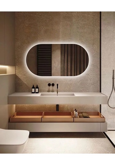 Fawdecor Led Işıklı Oval/kapsül Duvar Aynası 110 X 110 Beyaz Işık