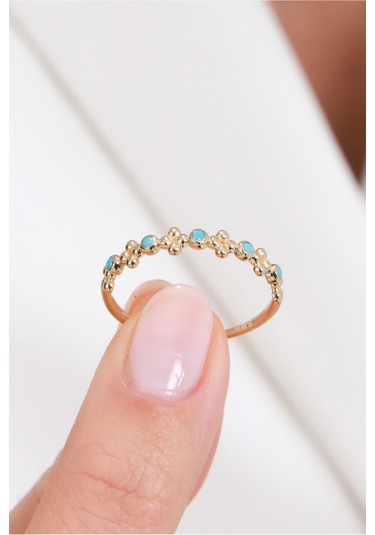 8 Ayar Çiçek Desenli Minimal Şık Kadın Altın Yüzük Altın