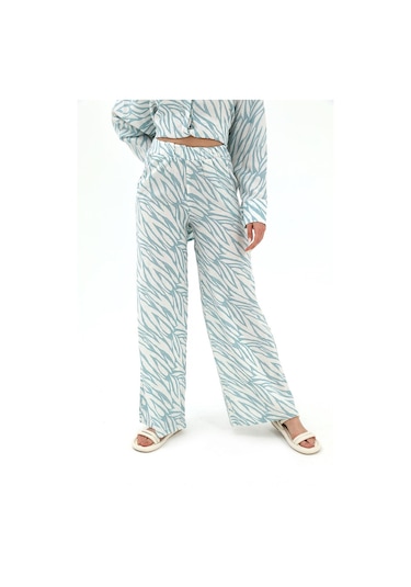 Zebra Desenli Alt Üst İkili Takım - Mavi-mavi Mavi