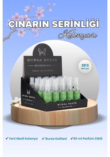 Bursa Şehir Kolonyaları, 20'li Çınarın Serinliği Kolonya Seti, Mini Boy, Sprey Kolonya