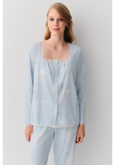 Suwen Sakura Maskülen Pijama Takımı Sh26213660b348 Mavili