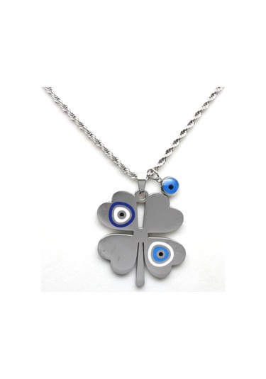 Waves And Pebbles Nazar Yonca Kolye Gümüş