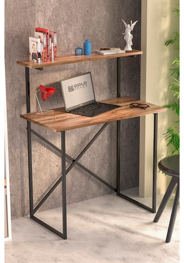 Çalışma Masası Raf Kitaplık Çok Amaçlı Ofis Masa Ceviz